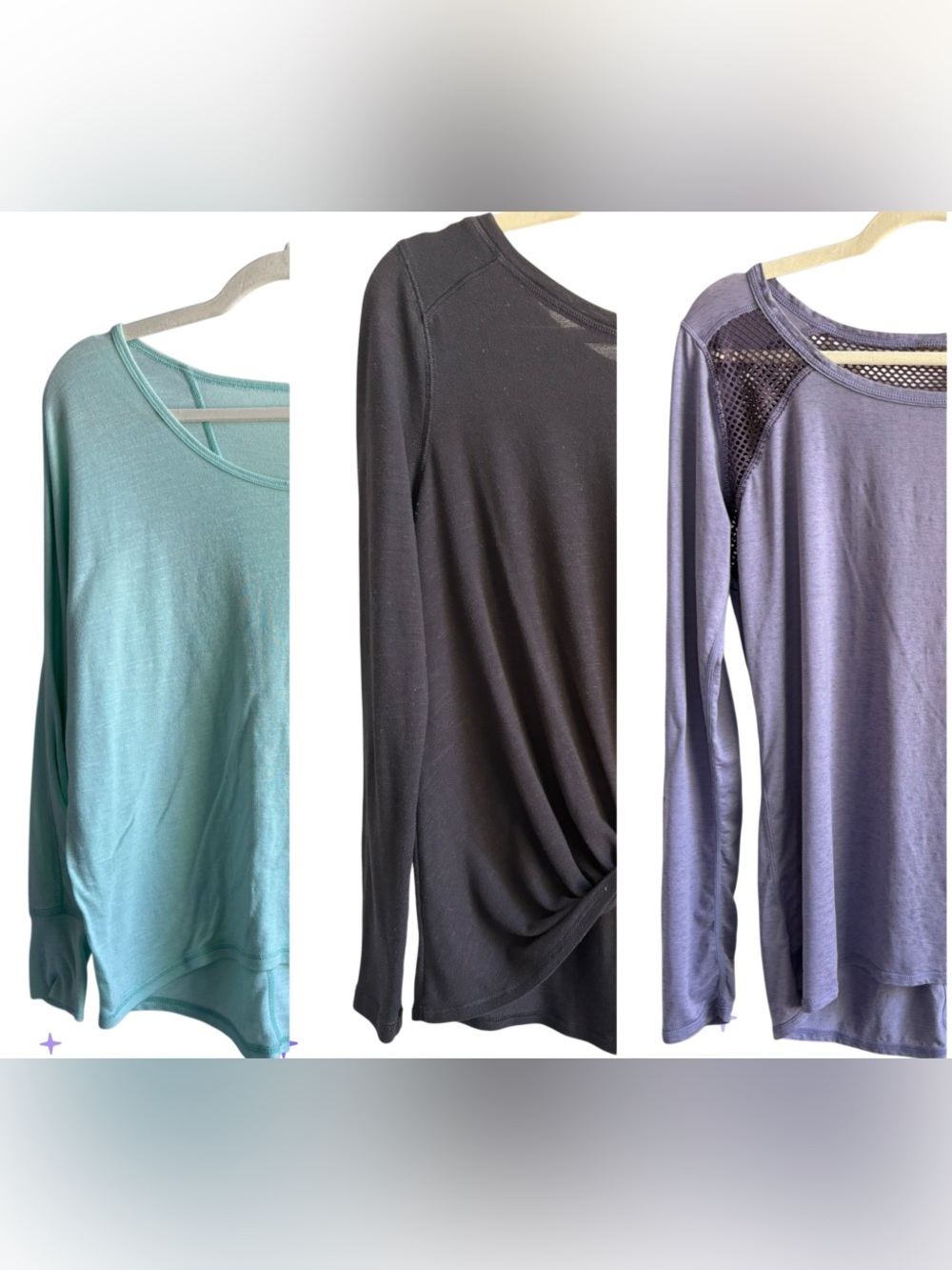 Zella- Women's Set of 3 Activewear Long Sleeve Tops - 1- XS & 2 S - Multi Colors